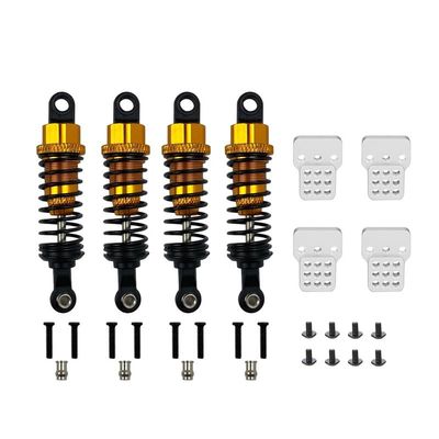4Pcs Oil Filled Type Metal Shock Absorber with Shock Tower for WPL C14 C24 MN D90 D91 MN99 99s RC Car Adjustable Upgrade Parts(Gold)