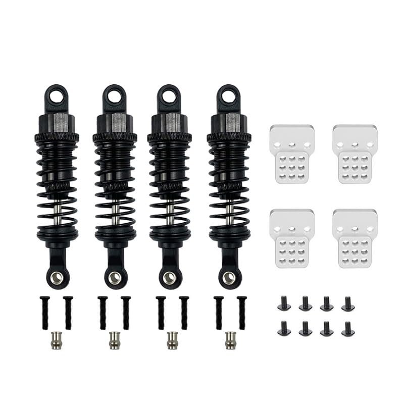 4Pcs Oil Filled Type Metal Shock Absorber with Shock Tower for WPL C14 C24 MN D90 D91 MN99 99s RC Car Adjustable Upgrade Parts(Black)