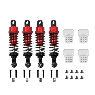 4Pcs Oil Filled Type Metal Shock Absorber with Shock Tower for WPL C14 C24 MN D90 D91 MN99 99s RC Car Adjustable Upgrade Parts(Red)