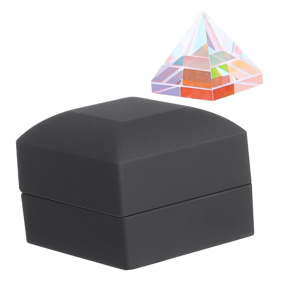 FELTECHELECTR Pyramid Optical Glass Prism Decorative Ornament with Storage Box for Home Decor High Light Transmittance Beam Splitting Demonstration Friends and Family