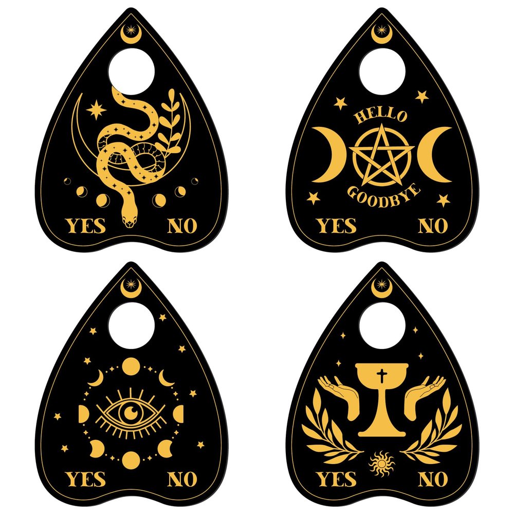 CREATCABIN 4Pcs Crystal Ball Stand Sun Moon Theme Sphere Holder Divination Sphere Wood Display Holder Moth Witch Stuff Wiccan Small Tray Altar Tarot Decor Supplies for Crystal Ball Stone 3.1x2.5In