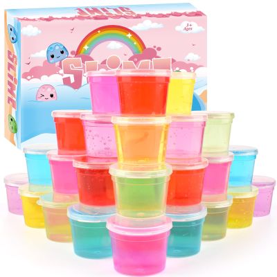 24 Pack Mini Slime,Clear Slime Party Favors,Non-Sticky, Soft & Stretchy Slime Kit for Classroom Rewards,Christmas Stocking Stuffers, Goodie Bag Stuffers,Easter Basket Stuffers for Kids Boys Girls