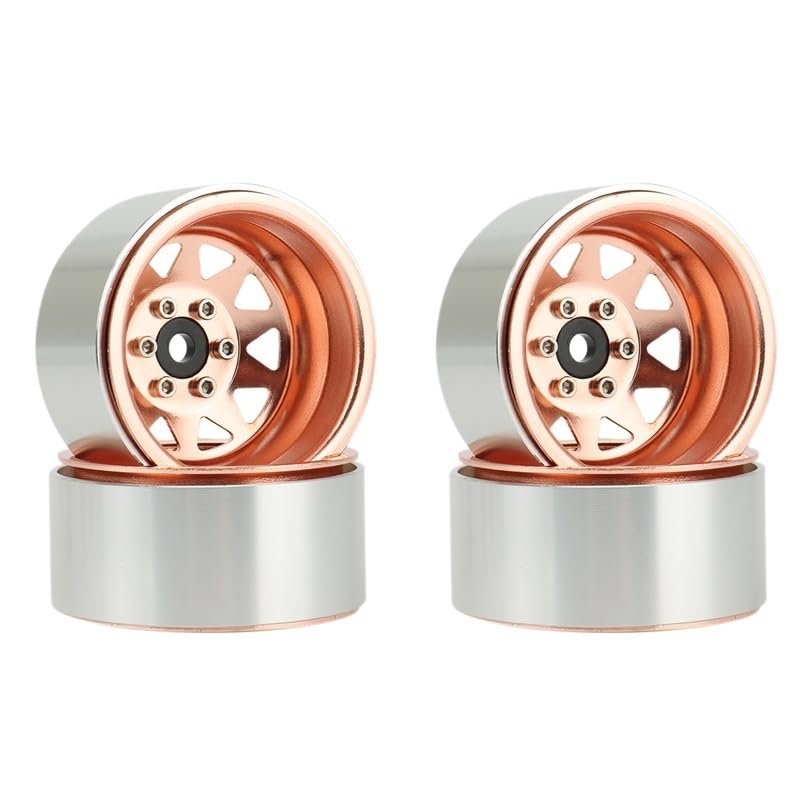 4PCS Deep Dish Wagon 1.9 Metal Beadlock Wheel Hub Rim for 1/10 RC Crawler Axial SCX10 90046 Traxxas TRX4 RC4WD D90(Copper)