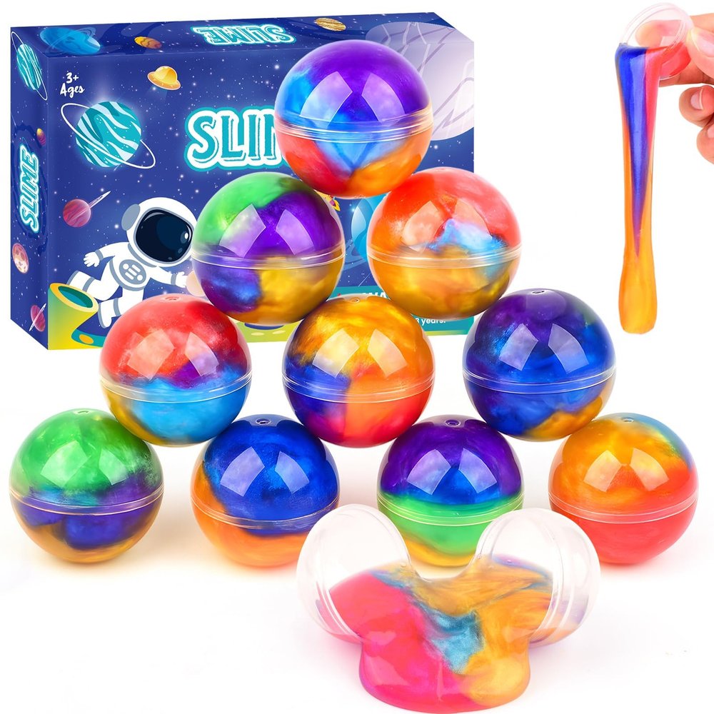 12 Pack Galaxy Slime Balls  Valentines Slime Party Favors, Non-Sticky, Soft Slime Kit for Classroom Prizes, Stocking Stuffers, Goodie Bag Stuffers,Easter Basket Stuffers for Kids Boys Girls