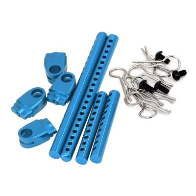 for Tamiya for TT02 for TT-02 Metal Assembled Body Post Mounts Car Shell with R Clips Fixing Column Part Model RC Upgrade Parts RC Car Parts(Blue)