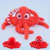 3D Printed Cute Octopus, 3D Printed Animal, Flexible Joint 3D Octopus, Home Office Classroom Decoration, Executive Desk Decoration (Red) view 1