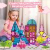 60PCS Dinosaur Toys Magnetic Tiles for Girls, Magnet Building Blocks Sensory Toy for Girls Boys Ages 3-5 4-8, STEM Learning Construction Toddler Girl Toys Birthday Gift for 3+ Years Old Kids Toy view 2