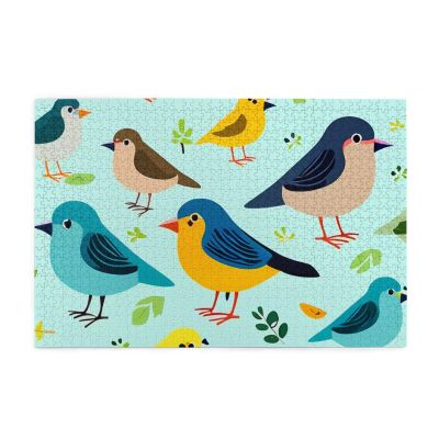 Cartoon Bird Print Funny Wooden Puzzles, Puzzles for Adults 1000 Pieces Home Wall Decor 29.5"x19.7" with Storage Box