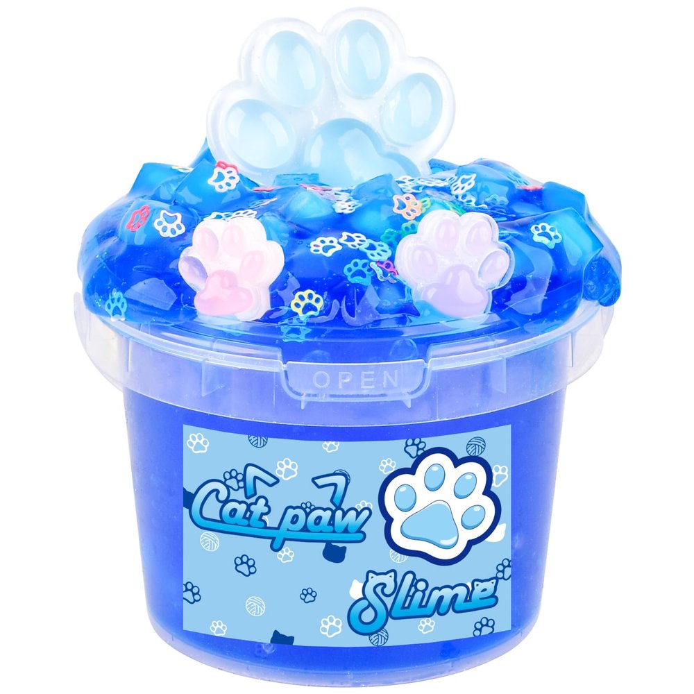 Blue Crunchy Cat's Paw Slime,Super Soft and Non-Sticky, Great for Birthday Gifts for Girl and Boys,Party Favors,Christmas Stocking Stuffers300ml
