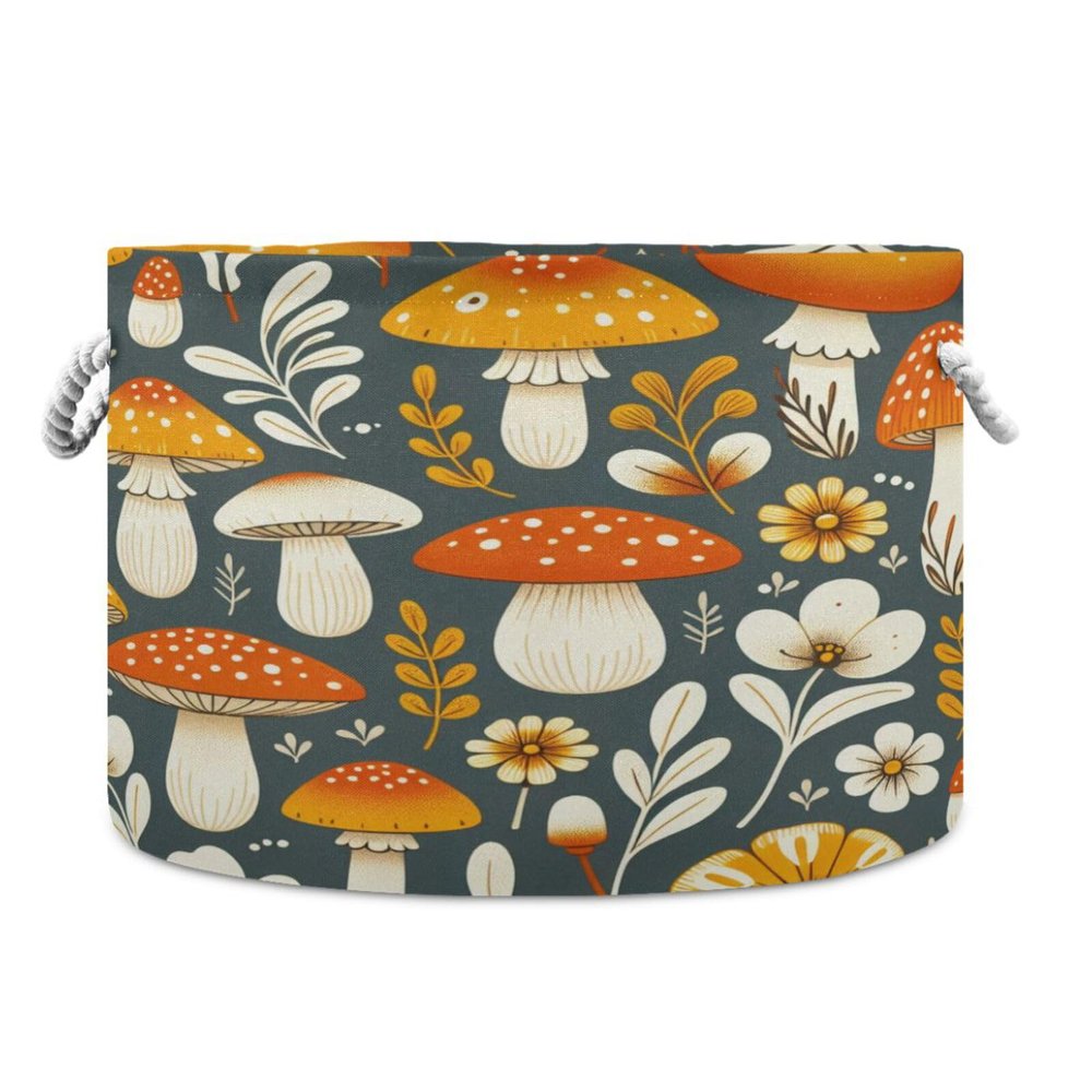 FUGIDOG Mushroom Flowers Storage Basket Collapsible Large Blanket Basket Baby Laundry Hamper Toy Clothes Organizer Bin for Living Room, Bedroom, Nursery
