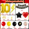 10th Birthday Decorations Red Black Yellow,10th Cartoon Birthday Balloon for Kids Printed Number 10 Balloons Banner Cake Topper Boy Girls Birthday Party Decor view 2