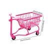 DimyFew Mini Shopping Cart Desktop Organizer Multiuse Photography Prop Office Organiser Children Push Cart Toy Mini Storage Basket, Rose Red view 3
