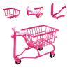 DimyFew Mini Shopping Cart Desktop Organizer Multiuse Photography Prop Office Organiser Children Push Cart Toy Mini Storage Basket, Rose Red view 4