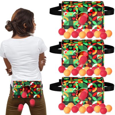 RoundFunny 4 Set of Shaking Swing Balls Party Game, 4 Strap Shake Boxes, 80 Balls, Indoor Outdoor Family Games for African American Festivals, Kwanzaa, Holiday Celebrations(Hands of Unity)