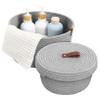 ABOOFAN 2pcs Woven Storage Baskets Neutral Organizing Bins Lid for Home Nursery Laundry view 1