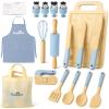 29 PCS Wooden Kids Cooking Set, Toddler Montessori Cooking & Baking Kitchen Tools for Real Cooking, 3 Knifes, Real Cutting Board, Apron, Kid Safe Kitchen Utensils for 3+ Year Old Boys Girls Gift view 1