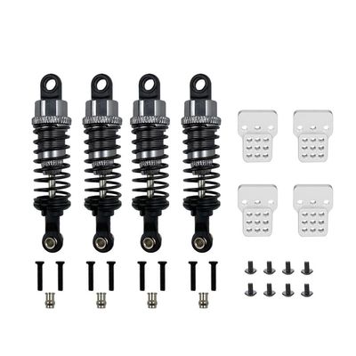 4Pcs Oil Filled Type Metal Shock Absorber with Shock Tower for WPL C14 C24 MN D90 D91 MN99 99s RC Car Adjustable Upgrade Parts(Dark Grey)