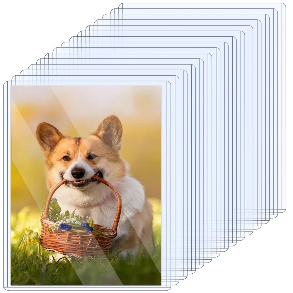 15 Pack Rigid Print Protectors 5" x 7" Clear Photo Protectors Hard Plastic Photo Sleeves Top Loading Card Plastic Sleeves