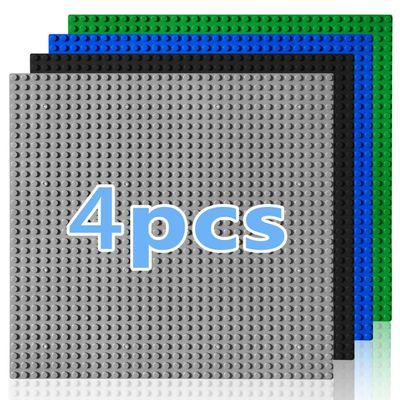 4 Pack of 10"x10", Classic Building Baseplates,Building Toy Base Boards to Build On, Brick Toy Builders Mat Compatiable with All Major Brands (Multicolored) and Activity Table-Base plate for DIY Play
