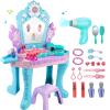 Toddler Vanity Table and Chair, Girls Magic Makeup Set with Mirror and Lights & Music, Frozen Toys for 2 3 4 5 Year Old Girls Kids Pretend Play Vanity Set Princess Dress Up Playset Gifts Ages 2-4 3-5 view 1