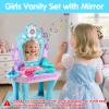 Toddler Vanity Table and Chair, Girls Magic Makeup Set with Mirror and Lights & Music, Frozen Toys for 2 3 4 5 Year Old Girls Kids Pretend Play Vanity Set Princess Dress Up Playset Gifts Ages 2-4 3-5 view 3
