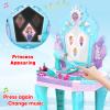 Toddler Vanity Table and Chair, Girls Magic Makeup Set with Mirror and Lights & Music, Frozen Toys for 2 3 4 5 Year Old Girls Kids Pretend Play Vanity Set Princess Dress Up Playset Gifts Ages 2-4 3-5 view 4