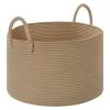 67L Large Woven Blanket Basket, Cotton Rope Baby Laundry Hamper with Handles, Kids Toy Basket for Classroom & Nursery, Soft Round Stuffed Animal Storage, Dog Toy Bin - 20"x13", Brown view 1