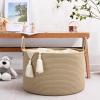 67L Large Woven Blanket Basket, Cotton Rope Baby Laundry Hamper with Handles, Kids Toy Basket for Classroom & Nursery, Soft Round Stuffed Animal Storage, Dog Toy Bin - 20"x13", Brown view 3