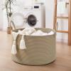 67L Large Woven Blanket Basket, Cotton Rope Baby Laundry Hamper with Handles, Kids Toy Basket for Classroom & Nursery, Soft Round Stuffed Animal Storage, Dog Toy Bin - 20"x13", Brown view 4