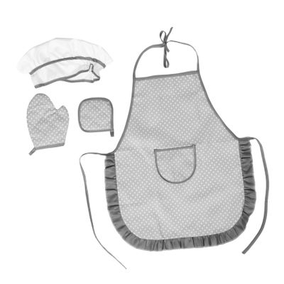 FRCOLOR Boy Girl Chef Apron Set Hat Mitt and Pot Holder Boy Girl Baking Costume for Role Play Cooking Fun and Holiday Parties for Boys and Girls