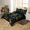 jejeloiu Jungle Duvet Cover Toddler Size Lion Tiger Deer Bedding Set for Kids Vinatge Botanical Tree Comforter Cover(No Comforter) Wild Animals Green Black Zipper Closure All Season Lightweight view 3