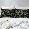 jejeloiu Jungle Duvet Cover Toddler Size Lion Tiger Deer Bedding Set for Kids Vinatge Botanical Tree Comforter Cover(No Comforter) Wild Animals Green Black Zipper Closure All Season Lightweight view 4