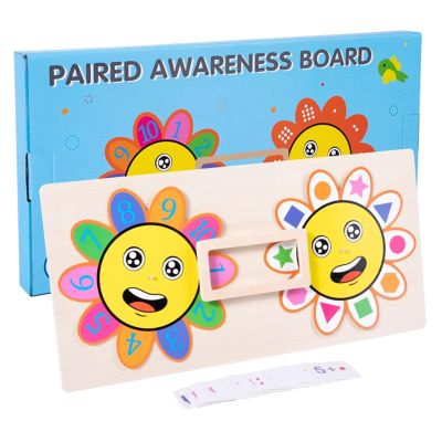 LLTCMAOYI Montessori Wooden Digital Cognitive Board, Shape Color Matching Cognitive Board,Sunflower b
