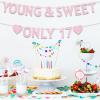 17th Birthday Party Decorations for Girls, Rose Gold Glitter Young & Sweet Only 17 Banner, Dancing Queen 17,Girls 17 Years Old Birthday Party Decorations Supplies view 4