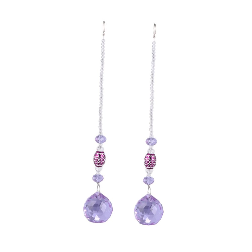 BAZEITFLOW 2pcs Hanging Crystal Ball Prisms Window Suncatcher Chandelier Crystals Chakra Decor Prisms for Wedding Ceiling Lamp Accessory Rainbow