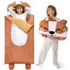 JOIEDOMI Kids Sleeping Bag Toddler Nap Mat with Pillow & Blanket 60" x 27" for Kids Ages 3+ Soft Plush Sleeping Mat Brown Dog for Preschool and Boys Girls Kindergarten Daycare Sleepover view 1