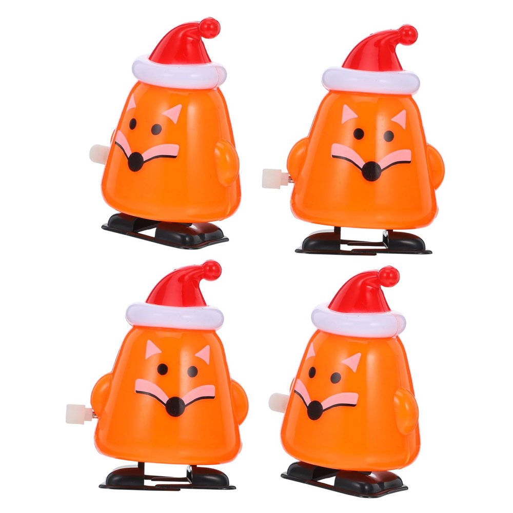 FOYTOKI 4pcs Xmas Themed Wind-up Toys Cute Clockwork Figurines for Christmas Decorations Novelty Playthings for Holiday Parties and Stocking Stuffers