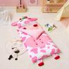 JOIEDOMI Kids Sleeping Bag Toddler Nap Mat with Pillow & Blanket 60" x 27" for Kids Ages 3+ Soft Plush Sleeping Mat Strawberry Cow for Preschool and Boys Girls Kindergarten Daycare Sleepover view 2