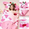 JOIEDOMI Kids Sleeping Bag Toddler Nap Mat with Pillow & Blanket 60" x 27" for Kids Ages 3+ Soft Plush Sleeping Mat Strawberry Cow for Preschool and Boys Girls Kindergarten Daycare Sleepover view 4