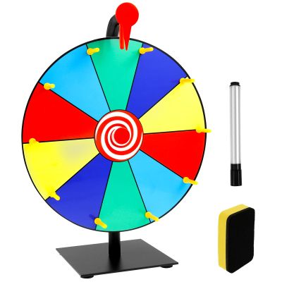 11.8inch Spinning Prize Wheel Tabletop 15/10 Slots Color Roulette Spinner DIY Interactive Spin Wheel with Eraser and Pen Erasable Tabletop Roulette Spinner for Home Trade Show Party (10 Slots)