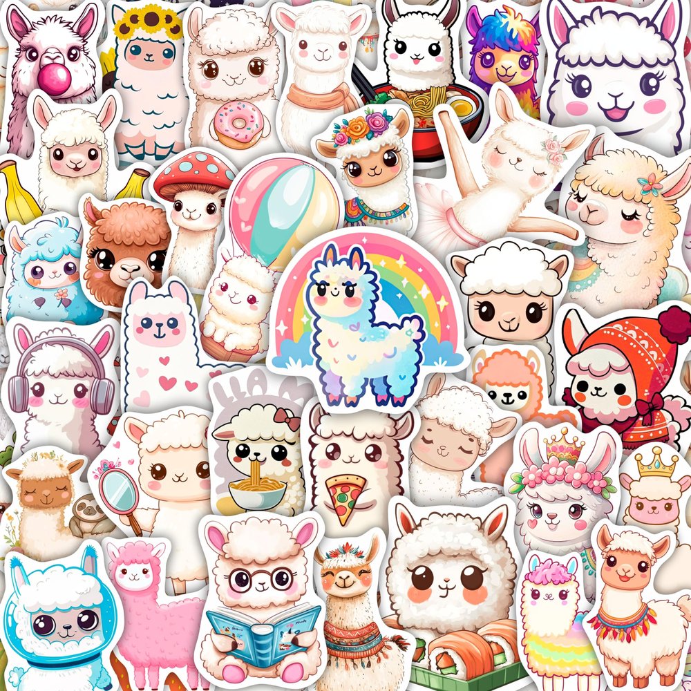100Pcs Llama Stickers for Water Bottle, Laptop - Lama Stickers - Lama Party Supplies&Gifts - Alpaca Decals - Gift for Women & Men