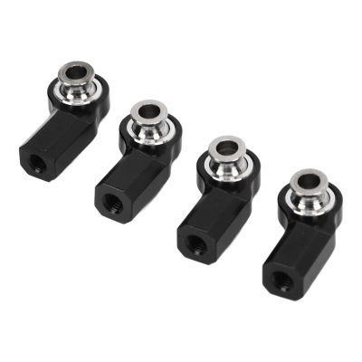 4PCS M3 Aluminium Alloy Steel RC Car Rod End Bend with, for Axial SCX10 1/10 Car Model, Replacement of RC Car Steering Rod Heads (Black)