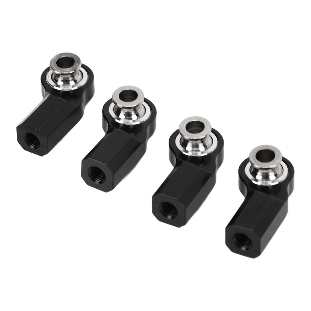 4PCS M3 Aluminium Alloy Steel RC Car Rod End Bend with, for Axial SCX10 1/10 Car Model, Replacement of RC Car Steering Rod Heads (Black)
