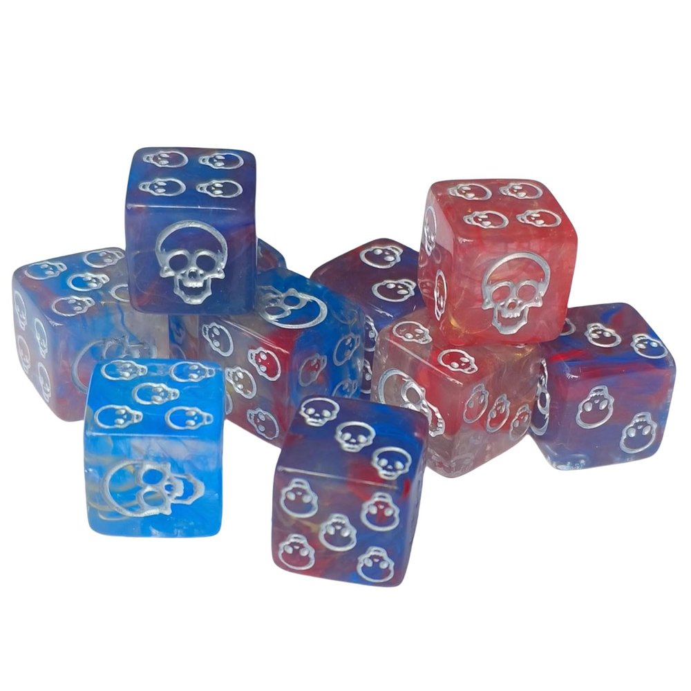 10Pcs Acrylic 6 Sided Round Corner Dices Skull Pattern Role Playing Dices For Table Game Classroom Teaching Easy To Use