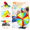 11.8inch Spinning Prize Wheel Tabletop 15/10 Slots Color Roulette Spinner DIY Interactive Spin Wheel with Eraser and Pen Erasable Tabletop Roulette Spinner for Home Trade Show Party (15 Slots) view 4