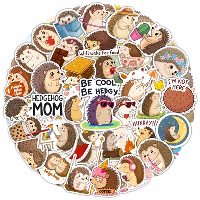 100Pcs Hedgehog Stickers for Water Bottle, Laptop - Funny Hedgehog Gifts, Party Supplies & Party Decorations - Woodland Animal Stickers and Decals - Gift for Women & Men