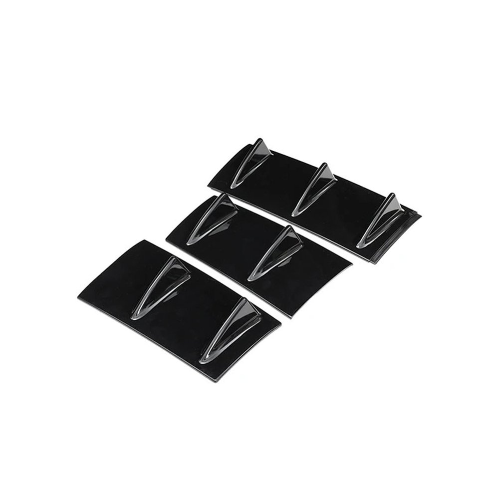 3pcs Universal Rear Bumper Spoiler Diffuser Gloss Black 7 Wing Shark Fin Style Lower Body Lip(Glossy Black)
