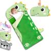 Primlect Kids Sleeping Bag with Pillow, Plush Animal Toddler Nap Mat for Preschool, Sleepovers, and Travel, Perfect for Boys and Girls, Dinosaur view 1