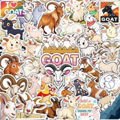 100Pcs Goat Stickers Bulk for Laptop, Water Bottle - Goat Gifts and Party Supplies - Farm Animals Stickers - Gift for Women & Men