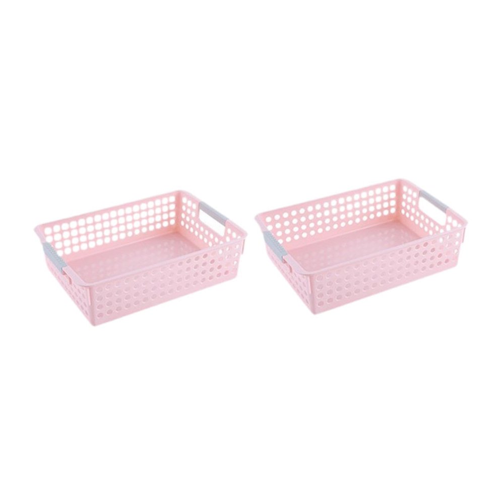 2 Pieces Storage Basket Sundries Storage Container Multifunction Pencil Storage Bins Toy Organizer Bin for Sturdy Room Closet, Pink